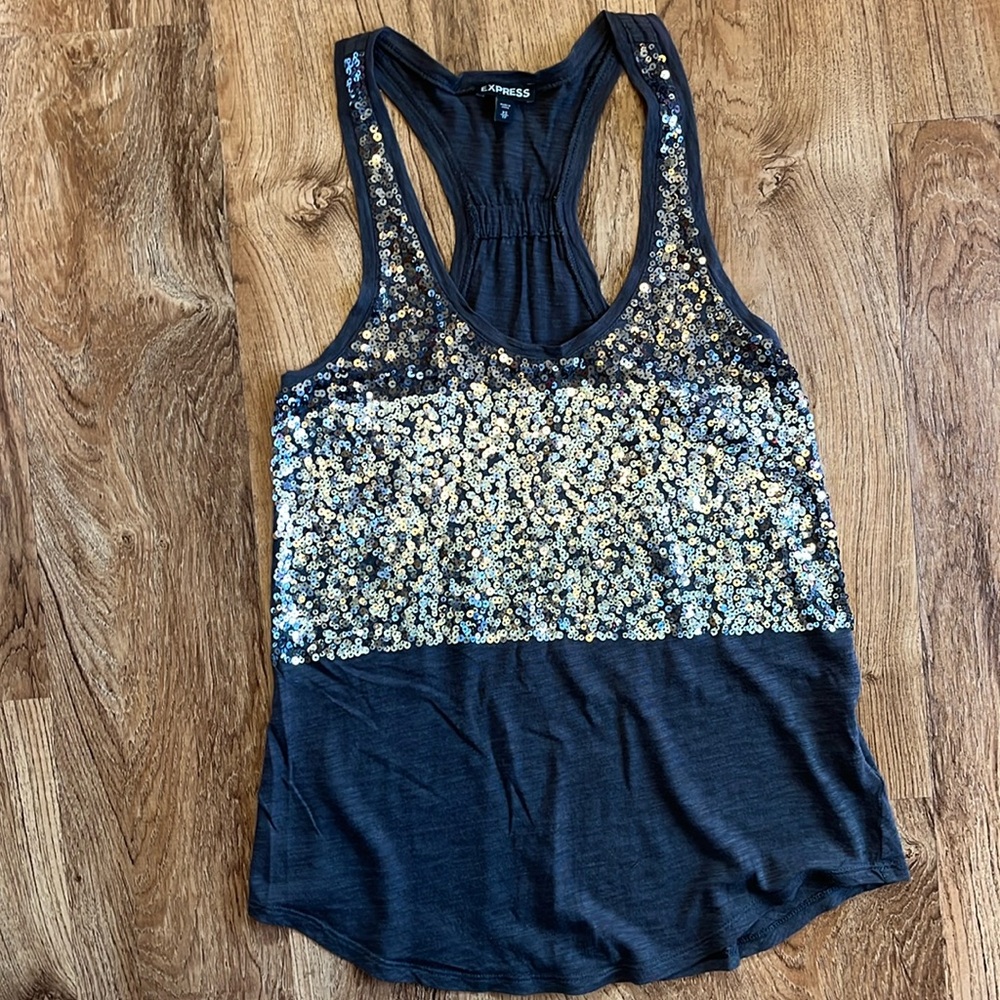 Express XS sequin racerback tank
